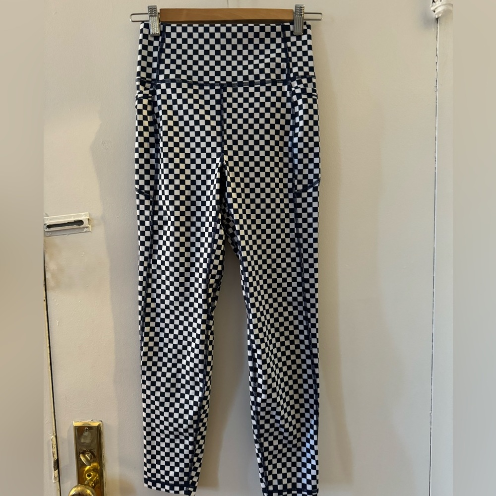 JCrew checkered yoga pants with side pockets Sz Small